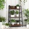 Ladder Shelf 3 Tier Open Storage for Living Room Rustic Brown Black